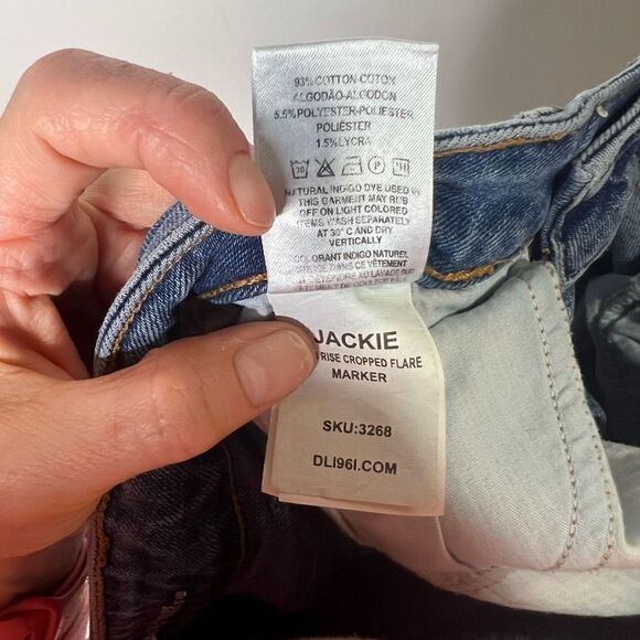 DL1961 Jackie High Rise Cropped Flare Jeans Raw Hem Sz 29 - Picture 9 of 12